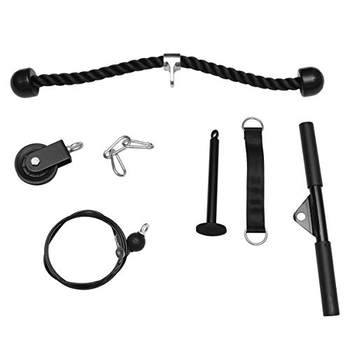 CLISPEED Fitness Polea Set Tricep Bicep Pull Rope Heavy Duty Arm Strength Ejercitador DIY Equipo de Entrenamiento para Mujeres Hombres Principiantes