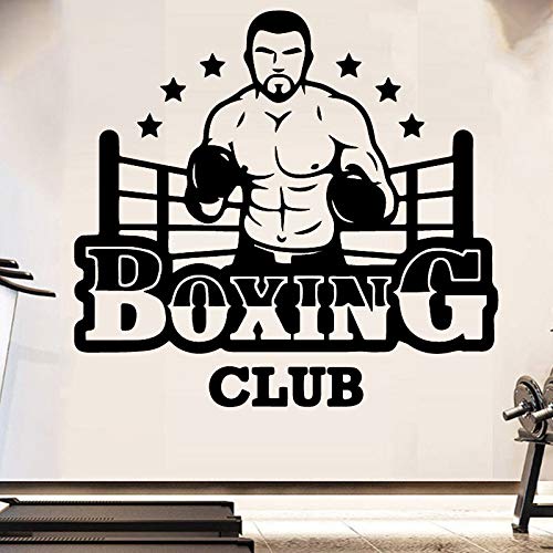 Club De Boxeo Gimnasio Pegatinas De Pared Vinilo Removible Personalizable Banner Fitness Boxeo Deportes 61X57Cm
