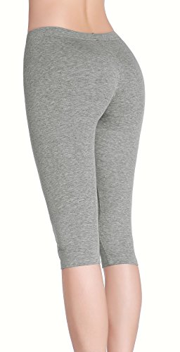 CnlanRow Mujer Pantalones Capri Leggings Cortos Bajo Falda Pantalón 3/4 - Suave Delgada