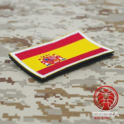 Cobra Tactical Solutions Bandera España Parche Bordado Táctico Militar Gancho y Lazo  Airsoft Paintball Para Ropa de Mochila Táctica