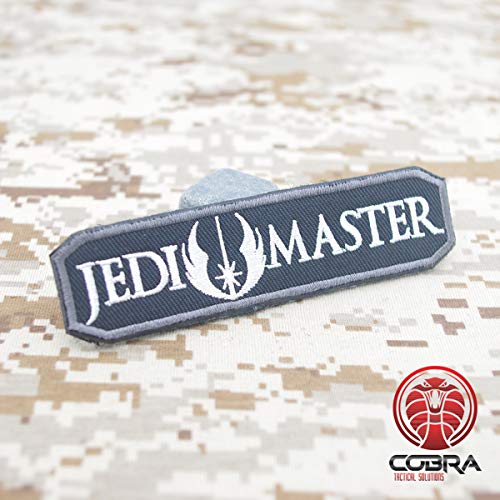 Cobra Tactical Solutions Jedi Master Jedi Meister Star Wars Negro Blanco Parche Bordado Táctico Moral Militar con Cinta adherente de Airsoft Paintball para Ropa de Mochila Táctica