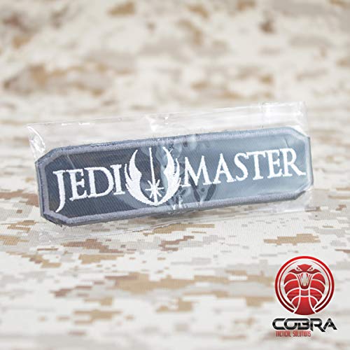 Cobra Tactical Solutions Jedi Master Jedi Meister Star Wars Negro Blanco Parche Bordado Táctico Moral Militar con Cinta adherente de Airsoft Paintball para Ropa de Mochila Táctica