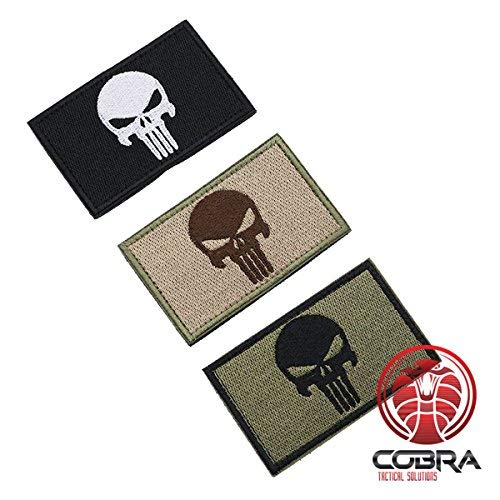 Cobra Tactical Solutions Punisher Castigador Skull Parche Bordado Táctico Moral Militar con Cinta adherente de Airsoft Paintball para Ropa de Mochila táctica