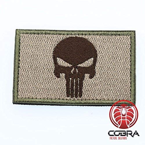 Cobra Tactical Solutions Punisher Castigador Skull Parche Bordado Táctico Moral Militar con Cinta adherente de Airsoft Paintball para Ropa de Mochila táctica