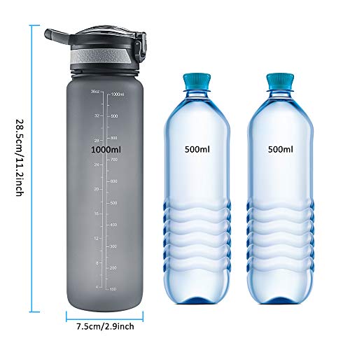 Cocoda Botella Agua Deportiva, 1000ml Botella de Agua Deportiva Sin BPA Tritan con Tapa Abatible Fácil Apertura con Un Clic, Cierre a Prueba Fugas para Senderismo al Aire Libre, Viajes de Campamento