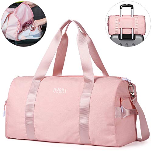 CoCoMall Bolsa de gimnasio con compartimento para zapatos y bolsillo mojado, bolsa de deporte para hombres y mujeres, bolsa de deporte con correa para el hombro, color rosa, tamaño Capacity:35L