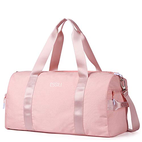 CoCoMall Bolsa de gimnasio con compartimento para zapatos y bolsillo mojado, bolsa de deporte para hombres y mujeres, bolsa de deporte con correa para el hombro, color rosa, tamaño Capacity:35L