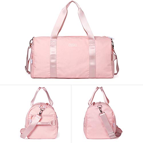 CoCoMall Bolsa de gimnasio con compartimento para zapatos y bolsillo mojado, bolsa de deporte para hombres y mujeres, bolsa de deporte con correa para el hombro, color rosa, tamaño Capacity:35L