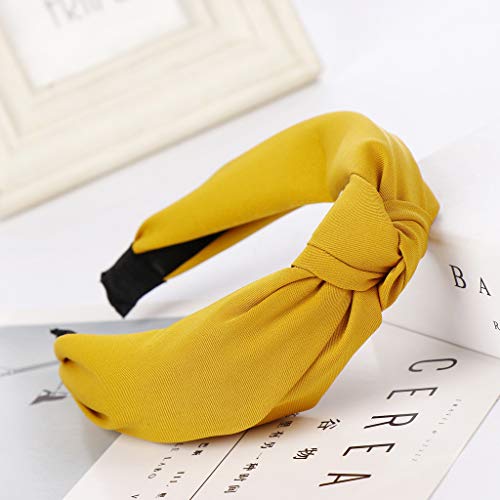 Cocoty-store Diademas Mujer Elástica Turbantes Flor impresión Diademas Deporte Nudo Banda para Cabello Yoga Cabeza Wraps (Amarillo