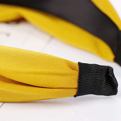 Cocoty-store Diademas Mujer Elástica Turbantes Flor impresión Diademas Deporte Nudo Banda para Cabello Yoga Cabeza Wraps (Amarillo