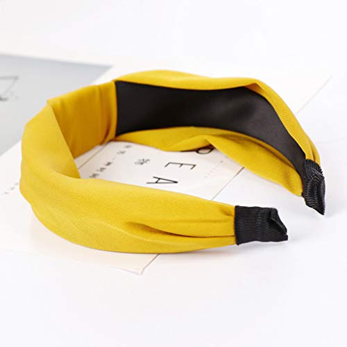 Cocoty-store Diademas Mujer Elástica Turbantes Flor impresión Diademas Deporte Nudo Banda para Cabello Yoga Cabeza Wraps (Amarillo