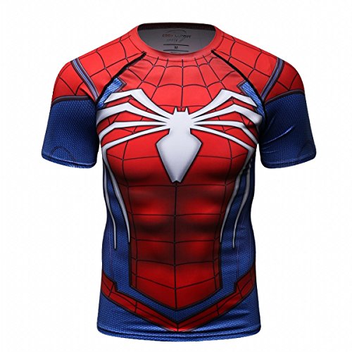 Cody Lundin® Hombres de compresión y Fitness Ropa Deportiva T-Shirt,3D superhéroe Superpersona Araña Bate Camisetas de Manga Corta (L, Photo Color)