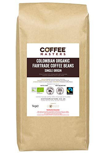 Coffee Masters Granos de Café Ecológicos de Comercio Justo Colombiano de 1kg - Ganador Del Premio Great Taste 2019