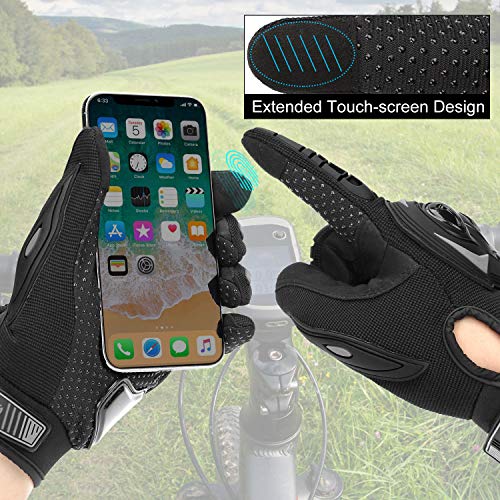 COFIT Guantes de Motos, Guantes de Pantalla Táctil Full Touch para Carreras de Motos, MTB, Escalada, Senderismo y Otros Deportes al Aire Libre - Negro M