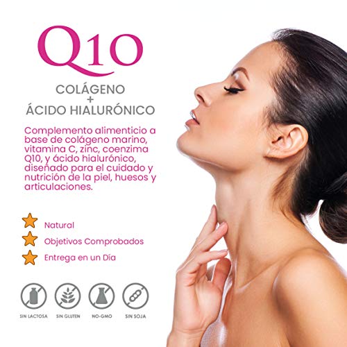 Colágeno + Ácido Hialurónico + Coencima Q10, Nature Smart | Vitamina C |Aporta Firmeza | Piel Radiante | 180 Cápsulas | Alérgenos : Contiene Pescado