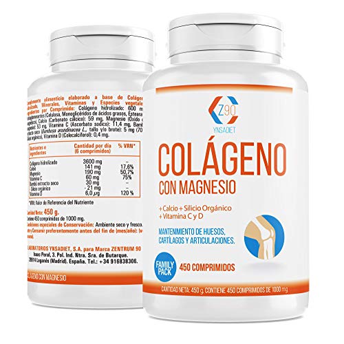 Colágeno Con Magnesio - Colágeno hidrolizado con calcio para huesos y articulaciones – Colágeno con vitamina C y vitamina D Para Aumentar Tú Energía (450)