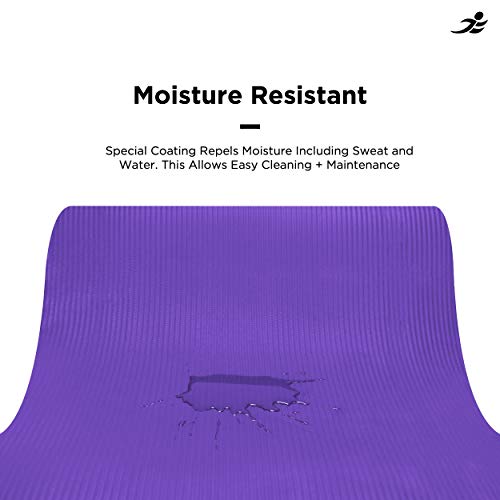 Colchoneta para yoga JLL® extra gruesa de 15 mm, colchoneta antideslizante, para pilates, entrenamiento y ejercicio disponible en color negro, azul, púrpura, rosa, verde y rojo. También es ideal para usar como colchoneta para acampar., morado