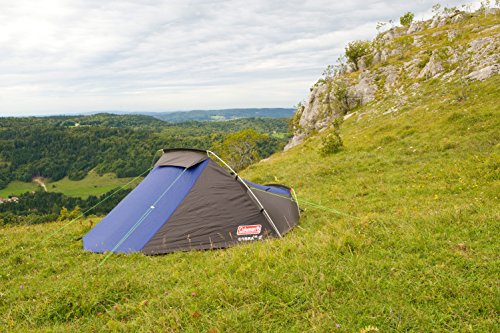 Coleman Cobra 2  Tienda de campaña de 2 plazas para trekking o senderismo, acampadas y festivales, compacta, cabe en una mochila, impermeable hasta 3000 mm de columna de agua, Azul, 2 personas