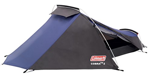 Coleman Cobra 2  Tienda de campaña de 2 plazas para trekking o senderismo, acampadas y festivales, compacta, cabe en una mochila, impermeable hasta 3000 mm de columna de agua, Azul, 2 personas