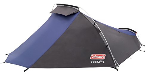 Coleman Cobra 2  Tienda de campaña de 2 plazas para trekking o senderismo, acampadas y festivales, compacta, cabe en una mochila, impermeable hasta 3000 mm de columna de agua, Azul, 2 personas