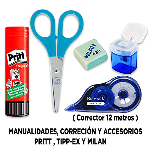 Coleset Pack Material Escolar Secundaria Instituto ESO Educacion secundaria Kit Utiles Escolares Barato Set Compas Escolar Adaptador Lote Materiales Kawaii Escuadra y Cartabon Rotuladores Calibrados