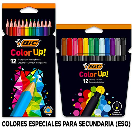 Coleset Pack Material Escolar Secundaria Instituto ESO Educacion secundaria Kit Utiles Escolares Barato Set Compas Escolar Adaptador Lote Materiales Kawaii Escuadra y Cartabon Rotuladores Calibrados