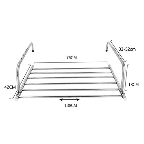 Colgante Rack de secado extensible Acero inoxidable Radiador Airer Toalla Ropa Ropa plegable Lavandería Airer Secadores Soporte de barra de 6 rieles para interiores o exteriores ( Tamaño : 76~138cm )