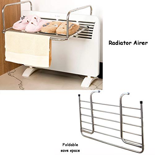 Colgante Rack de secado extensible Acero inoxidable Radiador Airer Toalla Ropa Ropa plegable Lavandería Airer Secadores Soporte de barra de 6 rieles para interiores o exteriores ( Tamaño : 76~138cm )