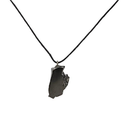 Collar con Colgante de Shungita de Élite, Colgante de Piedra Shungita Noble Pulida Sin Forma | el Colgantes es Ideal para Protección Electromagnética y Ayuda a Equilibrar la Energía | Élite Pulida