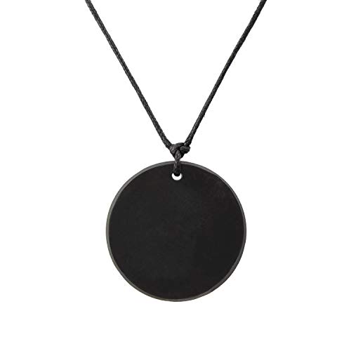 Collar de Shungite con Colgante Diseño Círculo Grande Hecho de Piedra Shungit para Protección Electromagnética | Joyería de Shungita Moderna, Usada para Equilibrar Chakras y Energía | Círculo Grande