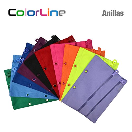 Colorline 52811 - Porta Todo con Anillas, Especial para Carpetas de Anillas, Material Escolar y Accesorios, Color Morado, Medidas 23 x 18 cm