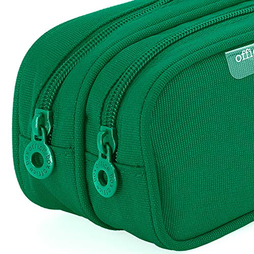 Colorline 59811 - Portatodo Doble, Estuche Multiuso para Viaje, Material Escolar, Neceser y Accesorios. Color Verde, Medidas 21 x 9 x 5.5 cm