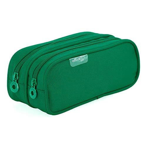 Colorline 59811 - Portatodo Doble, Estuche Multiuso para Viaje, Material Escolar, Neceser y Accesorios. Color Verde, Medidas 21 x 9 x 5.5 cm