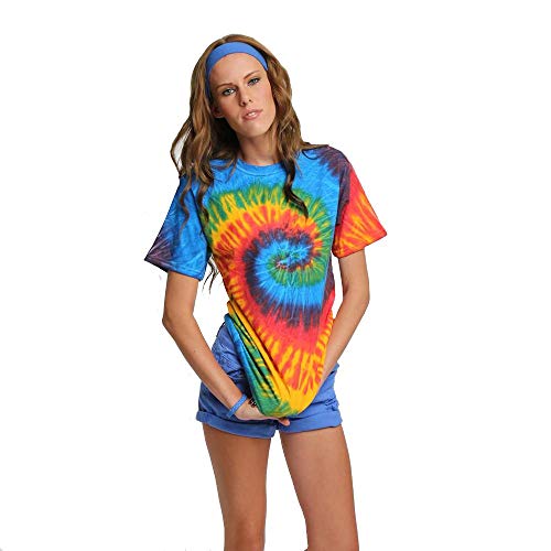 Colortone - Camiseta batik unisex «Swirl» Neon Rainbow M