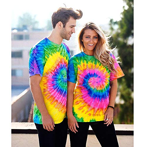 Colortone - Camiseta batik unisex «Swirl» Neon Rainbow M