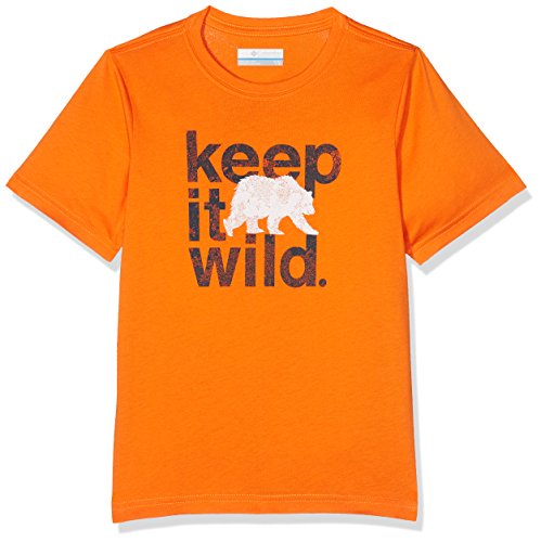 Columbia Outdoor Elements Short Sleeve Shirt Camiseta de Manga Corta, Niño, Naranja (Solar Wild Graphic), XS