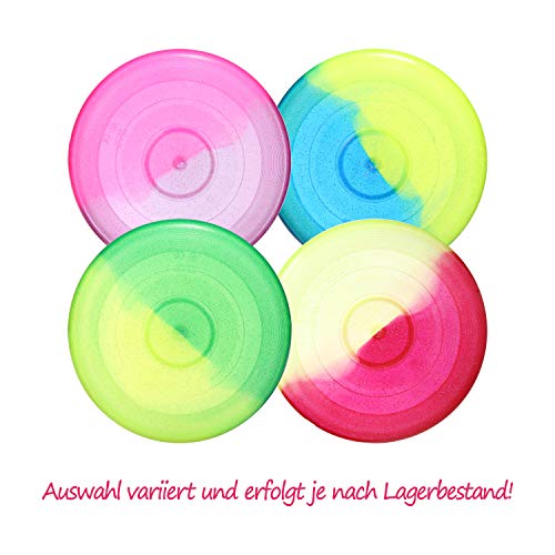 com-four® 2X Frisbee para niños y Adultos - Disco de Lanzamiento para Perros - Frisbee 27 cm - Disco Volador en Colores Brillantes [la selección varía] (2 Piezas - Discusión)