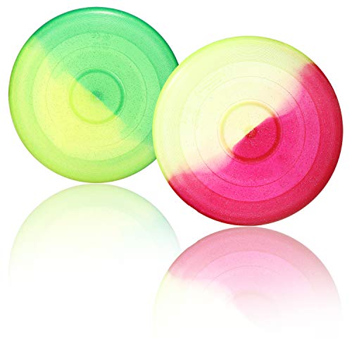 com-four® 2X Frisbee para niños y Adultos - Disco de Lanzamiento para Perros - Frisbee 27 cm - Disco Volador en Colores Brillantes [la selección varía] (2 Piezas - Discusión)