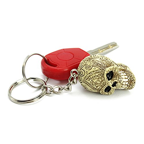 COM-FOUR® 4X Llavero, Calavera y Tibias Cruzadas con Varios Adornos detallados, Idea de Regalo - Calavera 4 cm (04 Piezas - 9 x 3 cm)