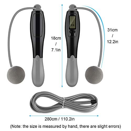 Comba de saltar con contador, comba de saltar con contador de calorías y resistencia para niños, salto de cuerda, fitness (gris)