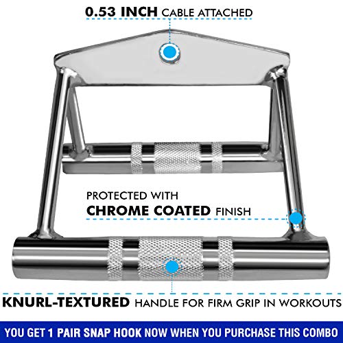 Combo de accesorio de cuerda para tríceps. Multiopción:Doble mango D, barra en forma de V, cuerda de tríceps, barra recta giratoria, V Handle+Tricep Rope+Rotating Bar+V-Shaped Bar