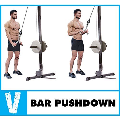 Combo de accesorio de cuerda para tríceps. Multiopción:Doble mango D, barra en forma de V, cuerda de tríceps, barra recta giratoria, V Handle+Tricep Rope+Rotating Bar+V-Shaped Bar