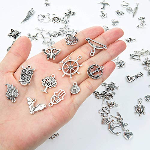 Comius Sharp 100 Piezas Colgantes Tibetanos del Encanto de Plata Retro al por Mayor Mezclados, Colgantes Mixtos DIY para Pendientes, Collares, Pulseras, Fiestas y Regalos de Boda