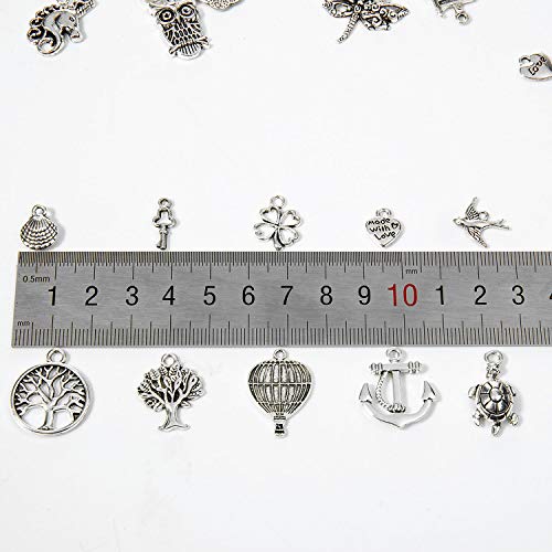 Comius Sharp 100 Piezas Colgantes Tibetanos del Encanto de Plata Retro al por Mayor Mezclados, Colgantes Mixtos DIY para Pendientes, Collares, Pulseras, Fiestas y Regalos de Boda