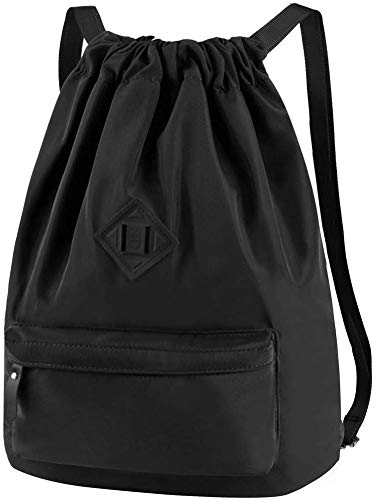 Comius Sharp Bolsas de Cuerdas para el Gimnasio, Bolsa Lona Mochilas Casual para PC Viaje Libros Acampada Estudiantes Escuela Mochila Cuerda para Chico Chica Hombre Muje (Black)