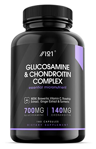 Complejo de glucosamina y condroitina - con MSM, Boswellia, escaramujo, jengibre y cúrcuma - 90 cápsulas