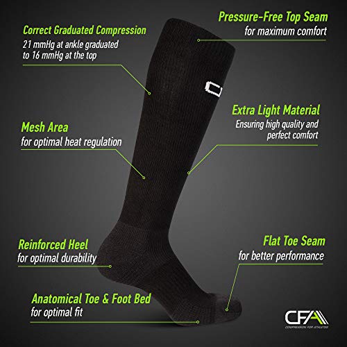 COMPRESSION FOR ATHLETES, Calcetines de compresión de bambú, Comodidad y Ajuste, Costura Plana en la Puntera