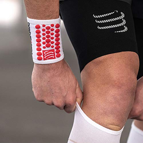 Compressport - Muñequera Multideporte Negra/roja - Sweatbands 3D.Dots - Muñequera antitranspiración - Propiedades Ultra absorbentes - Fibras de Secado rápido