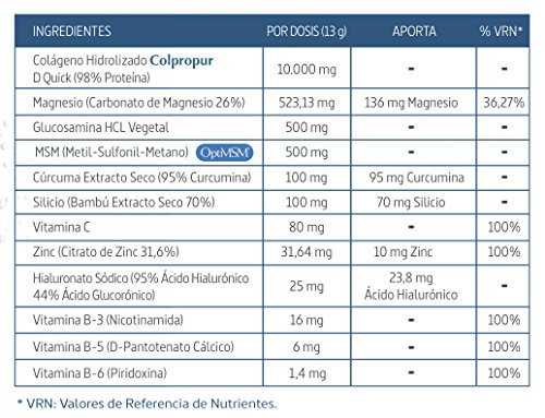 Confortflex® colágeno polvo hidrolizado con, magnesio, glucosamina, MSM, silicio, vitamina C, zinc, ácido hialurónico, vitamina B-3, vitaminaB-5, vitamina B-6 y cúrcuma– 390 gramos, 30 días.