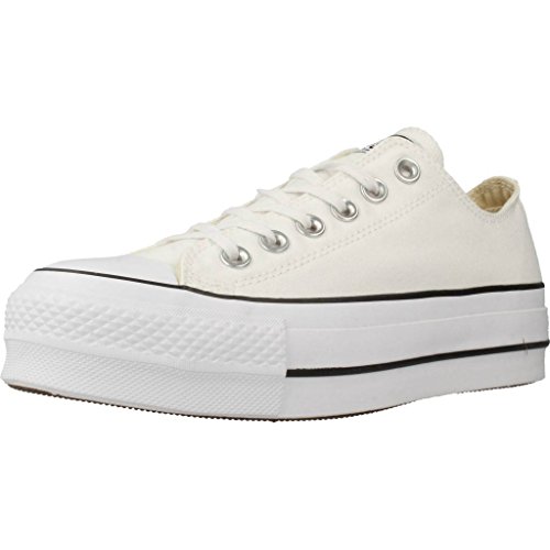 Converse Chuck Taylor CTAS Lift Ox Canvas, Zapatillas para Mujer, Blanco White Black White 102, 39 EU